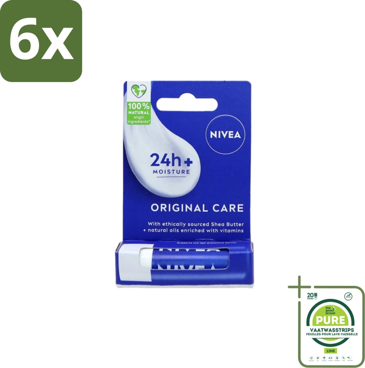 Nivea – Lippenbalsem – Original - Voordeelverpakking - 6 stuks - Lippenbalsem - Lippen verzorging