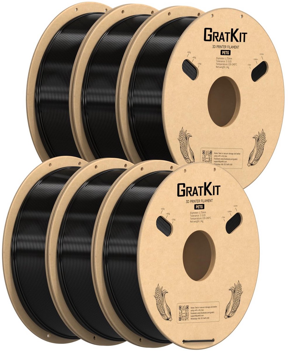 PETG Filament 1.75mm Zwart - 6x1kg Bundel voor 3D Printers