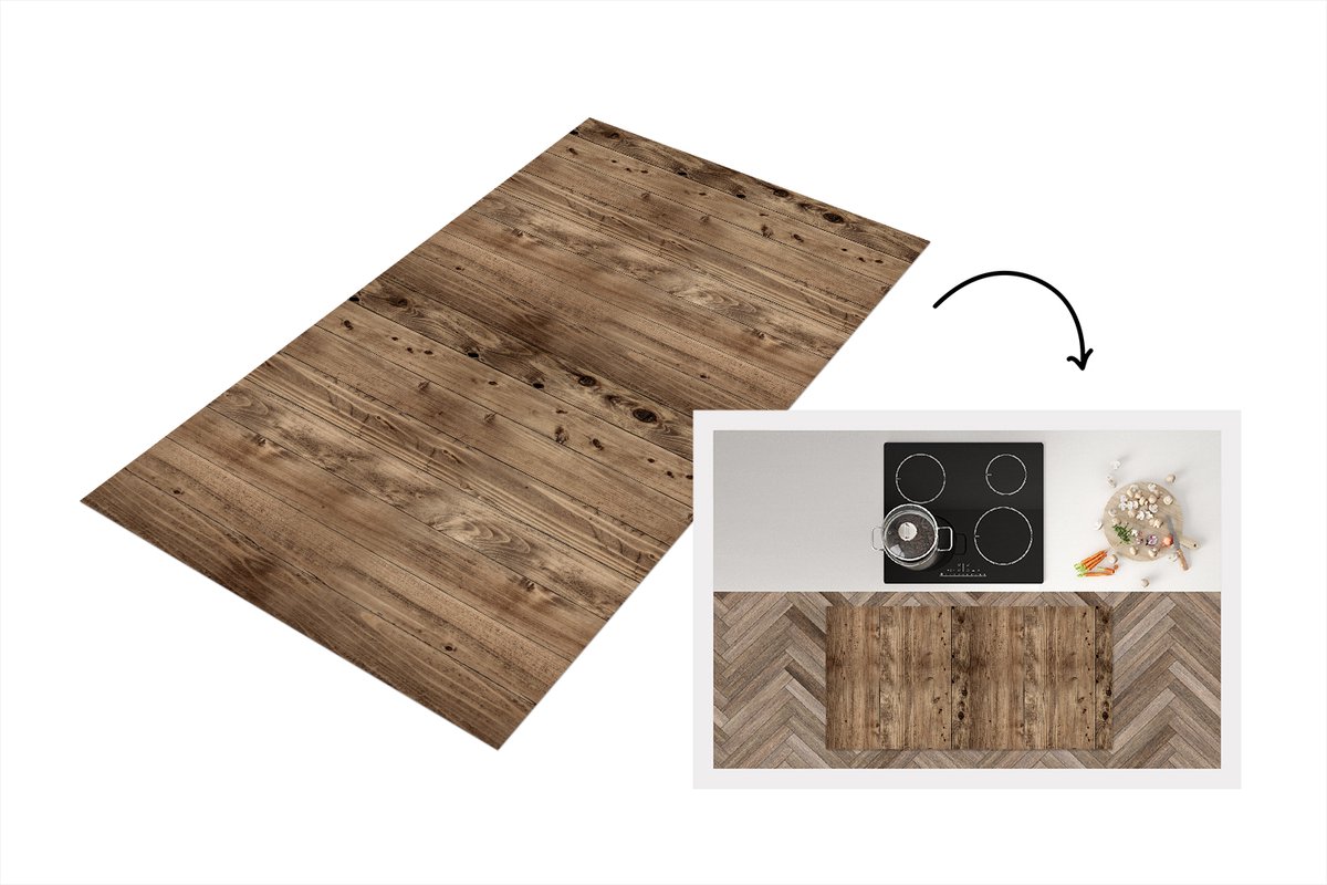 KitchenYeah Keukenloper 120x60 cm - Keukenmat vinyl Eikenhout - Patronen - Planken - Keukenmatten loper - Keuken vloerkleed tapijt
