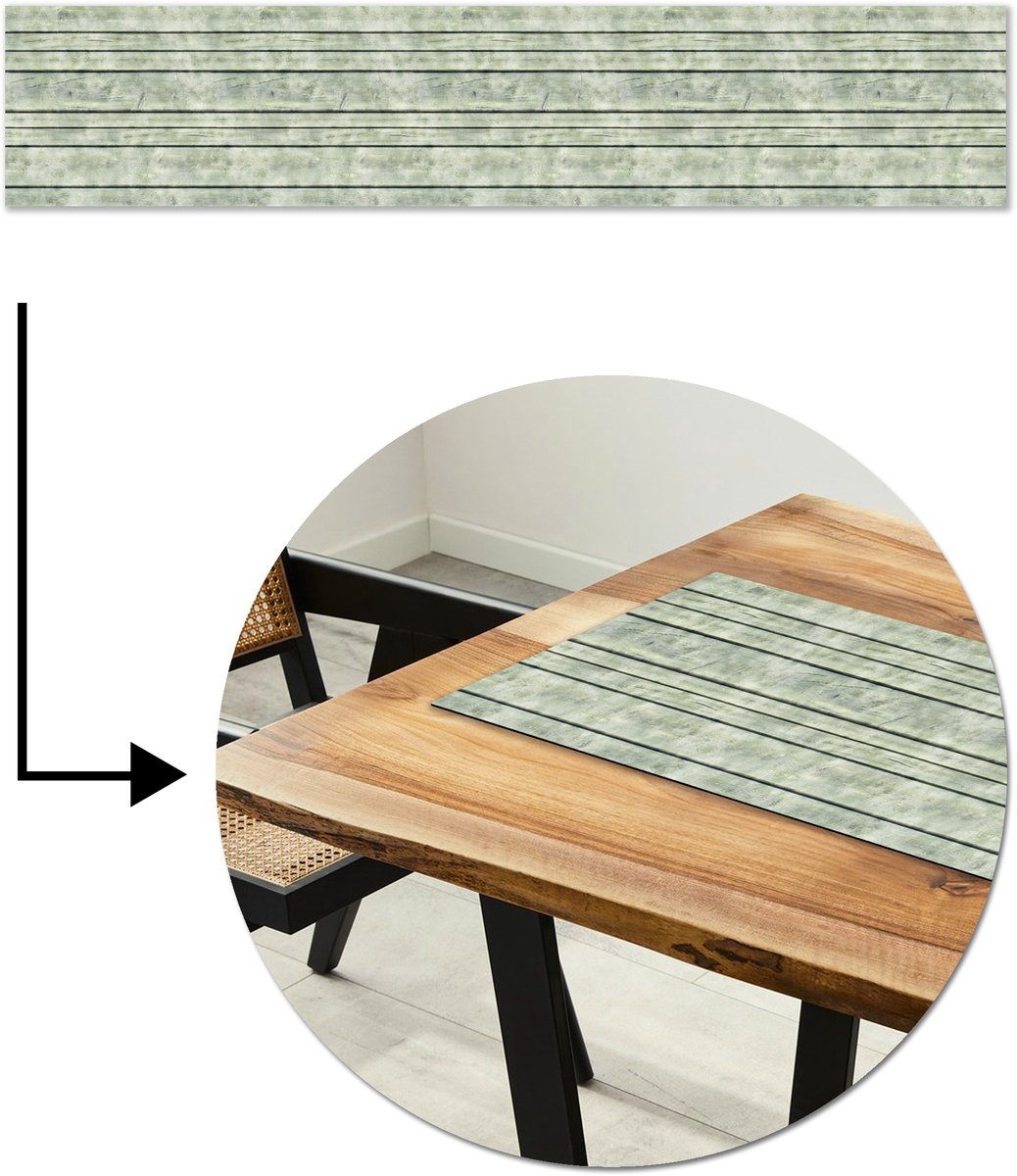Tafelloper 200x40 cm - Tafelmat vinyl Vintage - Hout - Patronen - Plank - Tafeldecoratie - Tafelversiering - Keuken decoratie - Tafel versiering