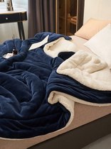 Zachte Sherpa Deken Donkerblauw – Dubbele Laag Fleece | Warm & Comfortabel voor Woon- en Slaapkamer