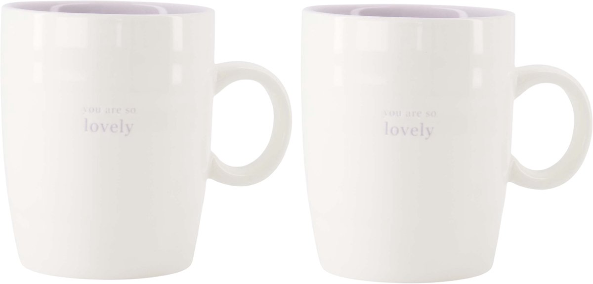 Zusss Set Van 2 Theemokken You Are So Lovely - Cadeau Dames Keramiek Wit / Lila / Zand