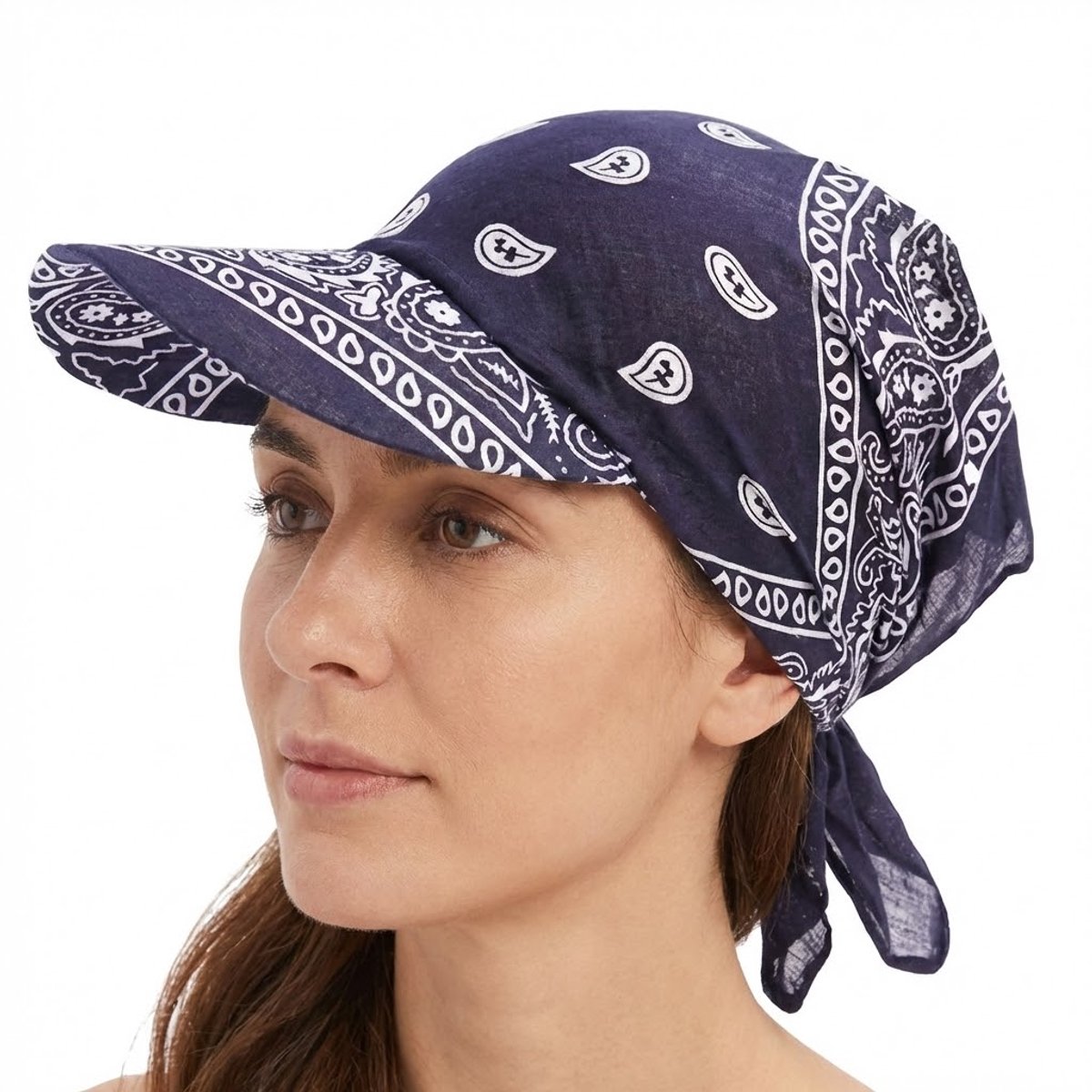 Zwarte bandana met klep – unisex bandana cap met paisley print