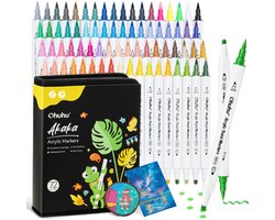 Ohuhu - Akaka Brush & Dot - Dual Nib Acrylic - Paint Markers - Cotton-core - 72 kleuren