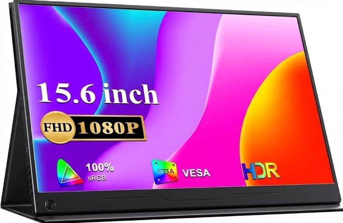 SNJY® Portable Monitor - Draagbare Monitor - Draagbaar Scherm - 15,6 Inch - 1920x1080 Full HD - Zwart