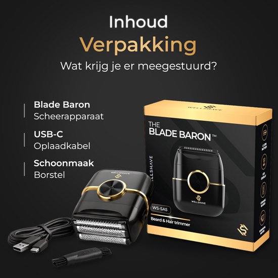 Wellshave® Scheerapparaat Mannen - 4 Blade Foil Shaver - Elektrische Shaver en Trimmer - Head Shaver - Blade Baron