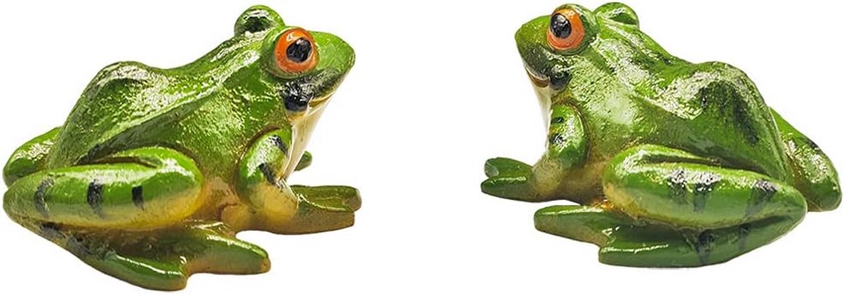Set van 2 Miniatuur Kikker Beeldjes voor Tuin, Aquarium en Terrarium Decoratie