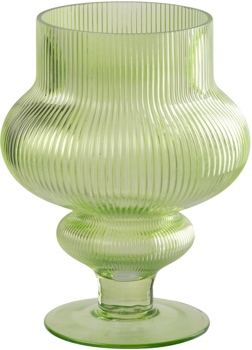 J-Line vaas Ada Geribbeld - glas - groen - small