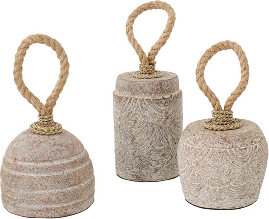 J-Line deurstopper - keramiek - beige - set van 3