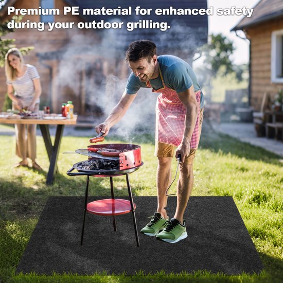 BBQ Mat Rechthoek 100x120 cm - Barbecue vloermat voor BBQ - Grijs Barbecue tapijt voor barbecueën, terras en tuin van BBQ+ — afbeelding 4