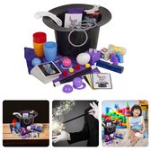 Cheqo® Magische Goocheldoos - 150 Trucs - Magic Tricks Set - Inclusief Goochelhoed en Goochelstok - Met Bekers, Ringen, Ballen, en Meer - Goochelset voor Kinderen - Goochelen
