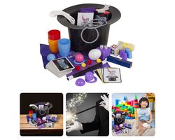 Cheqo® Magische Goocheldoos - 150 Trucs - Magic Tricks Set - Inclusief Goochelhoed en Goochelstok - Met Bekers, Ringen, Ballen, en Meer - Goochelset voor Kinderen - Goochelen