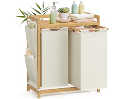 Hoppa! Wasmand - Crème Wit - Bamboe, Oxford-Doek - 63 x 33 x 78 cm (B x D x H)