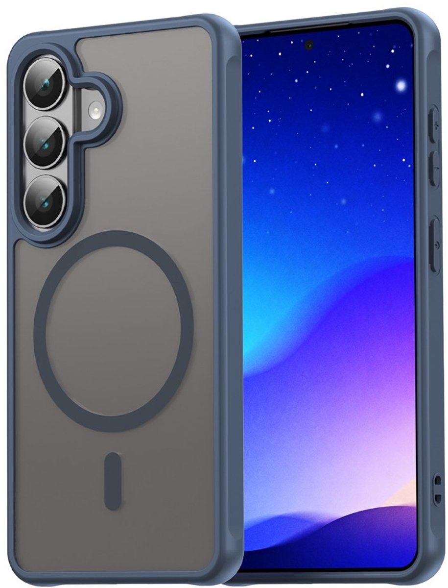 Casety Geschikt voor Samsung Galaxy S26 hoesje - slanke backcover met magnetisch ondersteuning - Blauw