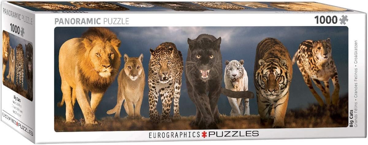 Panoramische Puzzel 1000 Stukjes Grote Katten - Uitgestrekt Dierenrijk