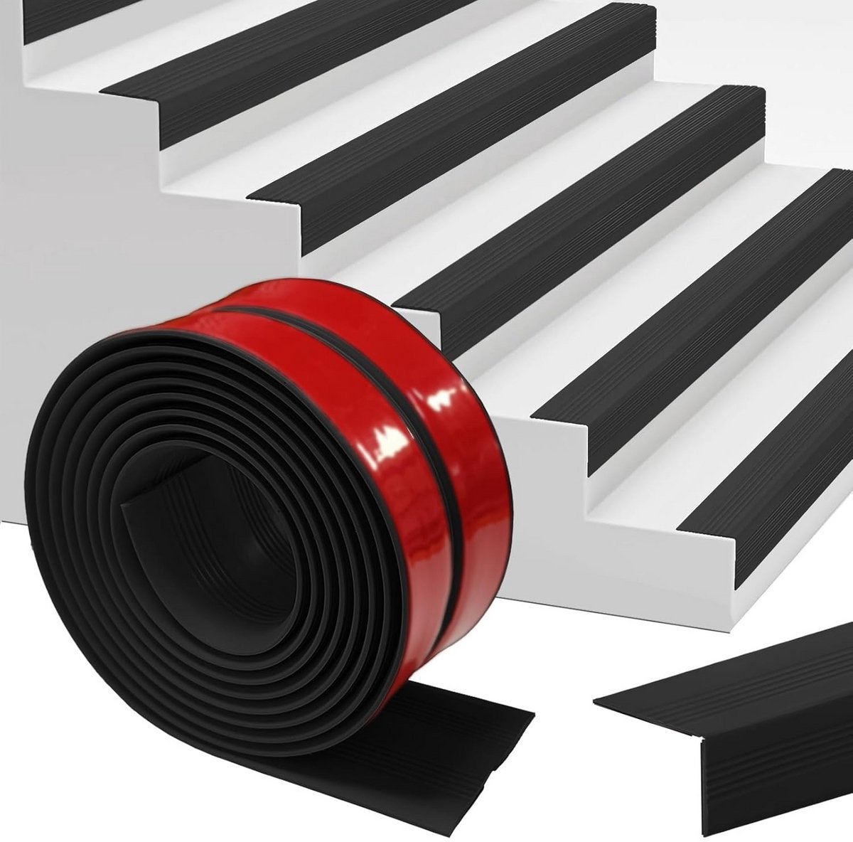 Zelfklevend Antislip Traprandprofiel Zwart 2 Meter - PVC Randbescherming voor Traptreden