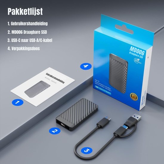 SCH® SSD Externe Harde Schijven - SSD Externe Harde Schijf - Zwart - ‎8cm x 3cm x 2cm van sch — afbeelding 5