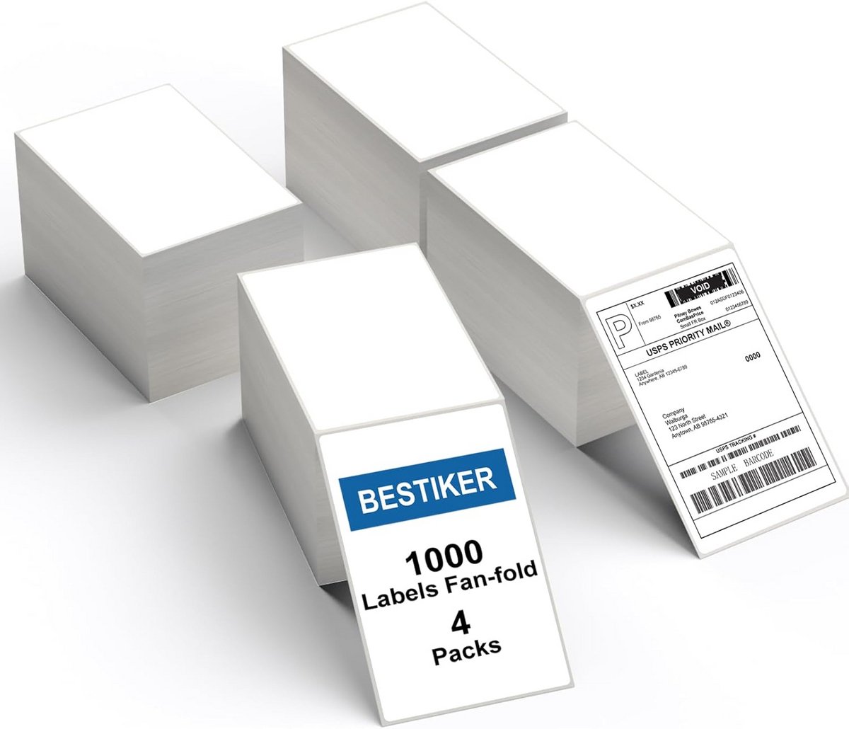 4x6 inch Verzendlabels Fanfold - 4000 Thermische Etiketten voor Verzending