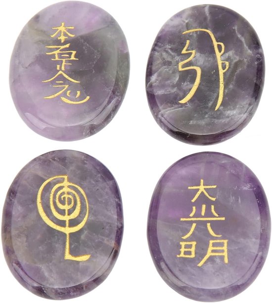 Allecto - Stenen voor Reiki - Chakra Kristallen - Gegraveerde Healing Crystals - Meditatie en Spirituele Balans - 4 stuks Reiki Symbolen Stenen, Chakra Kristallen, Gegraveerde Healing Crystals voor Meditatie en Spirituele Balans. van allecto — afbeelding 3