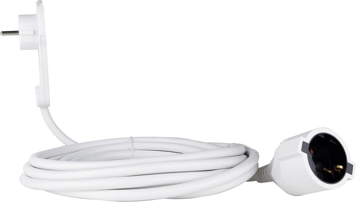 Slimme Platte Stekker Verlengkabel - 8 mm, 3 m, 3680 W, Wit