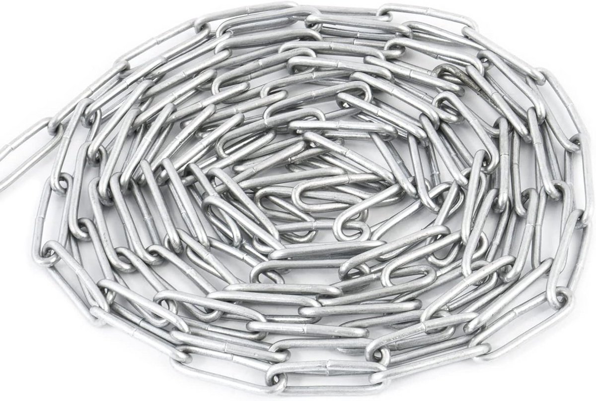 Ronde Stalen Ketting 15 Meter Lang Verzinkt 4mm Diameter
