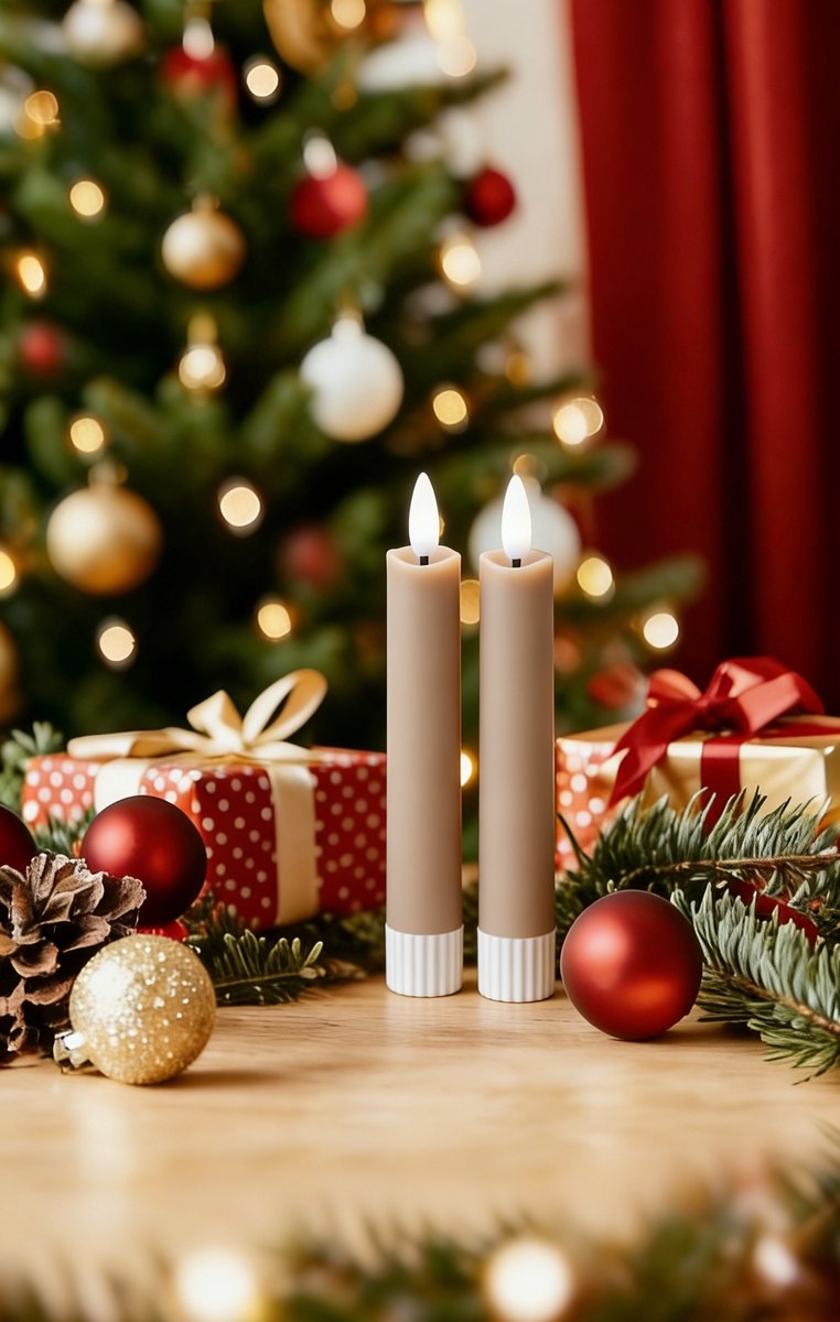 Foryouliving - LED kaarsen met flikkerende vlam 2x - Taupe - Afstandsbediening - Dinerkaars rustiek wax 15.5 cm - LED kaars batterij - Timer — cadeau in Wonen & Interieur - foto 3