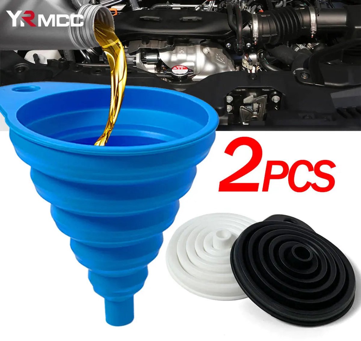Allround Serie - Motor Trechter - Siliconen Materiaal - Opvouwbaar - Universele Pasvorm - Voor Auto En Motor - Model MTF01