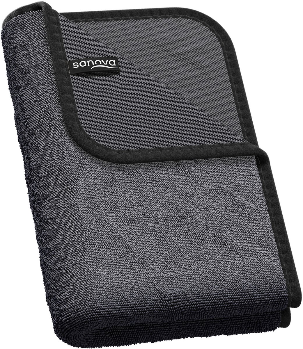 Sanova Droogdoek Badkamer - Gedraaide microvezel structuur - 40x60 cm - 800 ml absorberend vermogen - Zwart