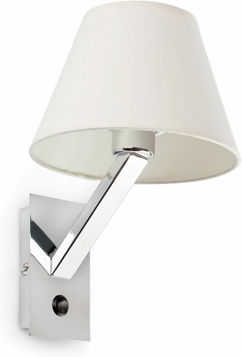 Moderne Wandlamp Roestvrij Staal en Textiel Wit