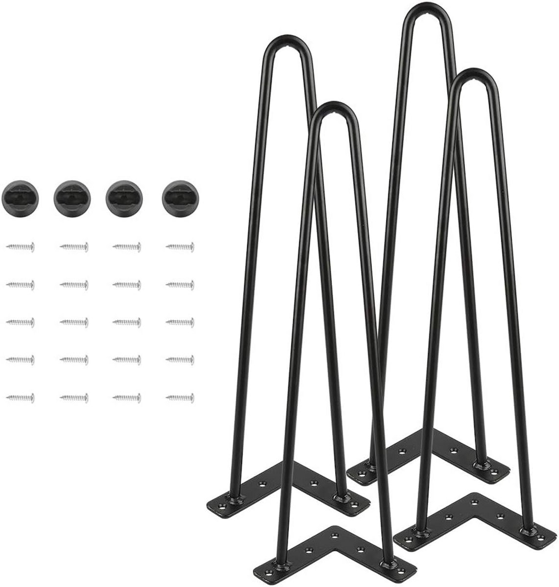 Set van 4 Haarspeld Tafelpoten voor Salontafels en Eettafels, 41 cm, Zwart Metaal