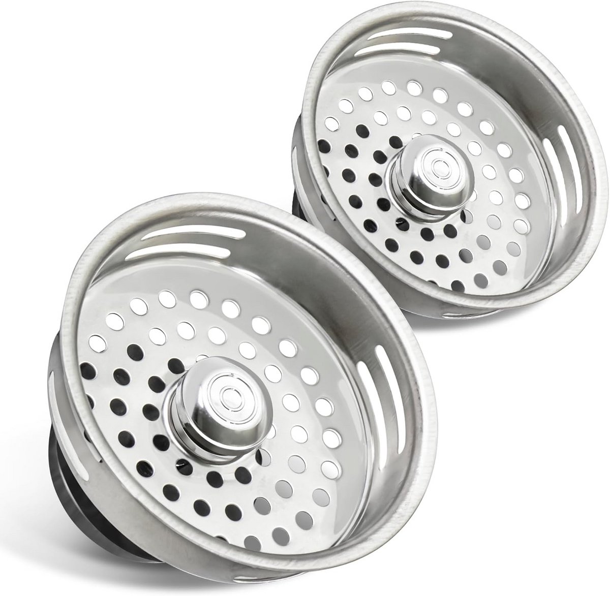 Universele Gootsteen Zeefmand Vervanging met Stop - Roestvrij Staal voor Standaard Afvoeren (3,5 Inch)