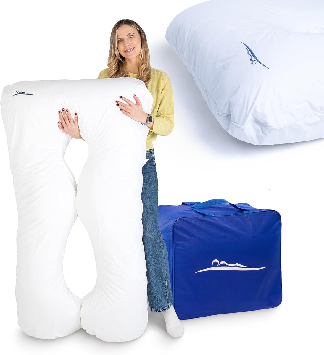 KomfortKissen™ Premium Zwangerschapskussen XXL – Lichaamskussen 150 cm – Zijslaapkussen – Body Pillow – Voedingskussen – Ergonomisch Kussen – Afneembare Hoes – Wasbaar – Borstvoedingskussen –