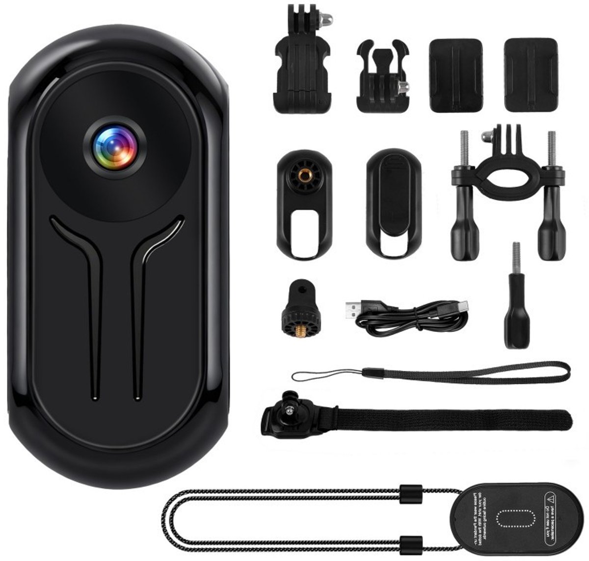 360°-Mini-Action-Cam-1080p-Full-HD-Bodycam-Nachtzicht-Magnetisch-Sportcamera-Inclusief-Accessoires-Motor-Huisdier