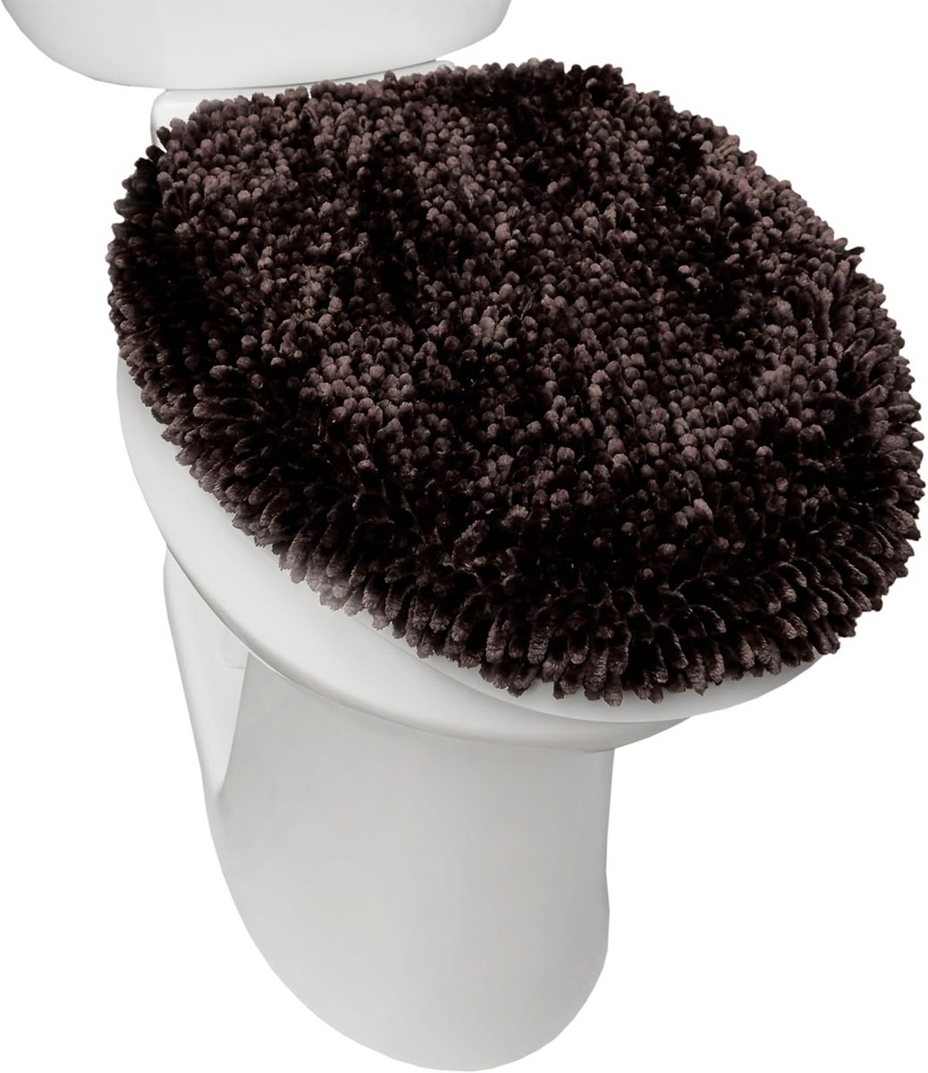 Luxe Pluche Chenille Shag Toilet Deksel Cover 18,5 "x19,5 cm Bruin