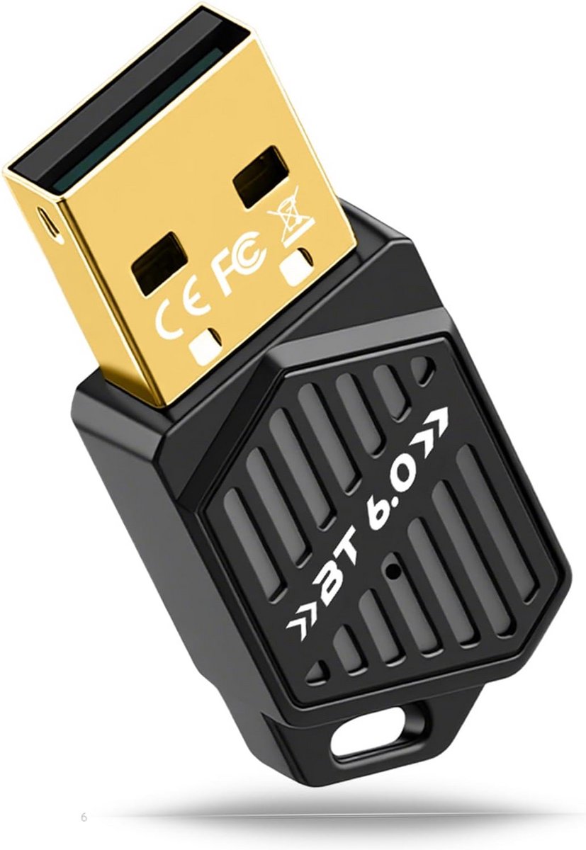 Bluetooth Adapter 6.0 voor PC en Laptop - Draadloze Dongle voor Hoofdtelefoon, Toetsenbord en Muis - Compatibel met Windows 11/10/8.1/7
