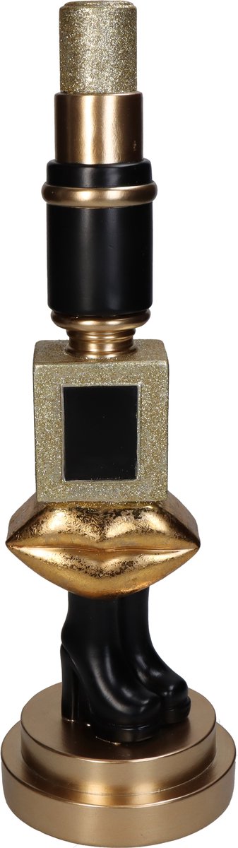 Kersten kandelaar polyresin cosmetica 12x39cm goud