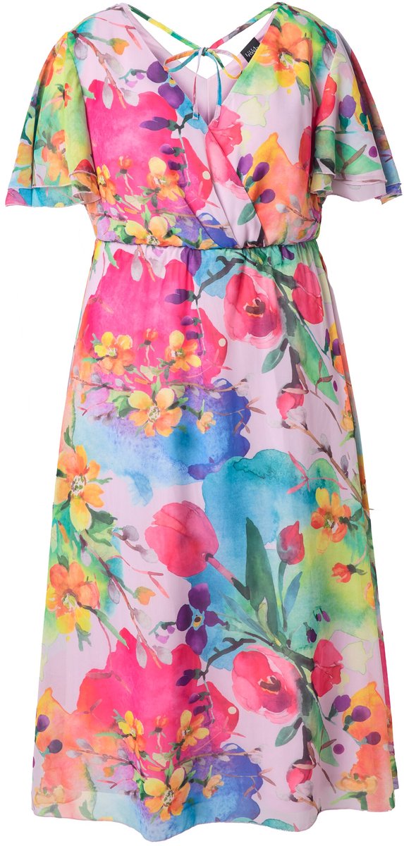 Ulla Popken - Dames - Chiffon maxi-jurk - Zachtroze - Maat 58+