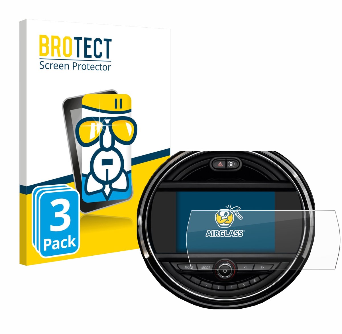 Screenprotector 3 Stuks voor Mini Clubman 2018 - 2020 Beschermglas transparant