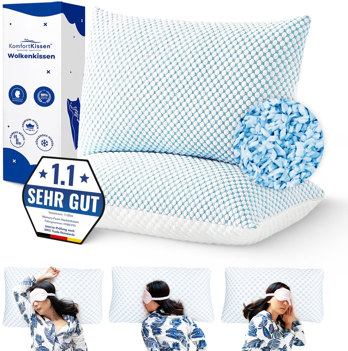 Ergonomisch Kussen voor Rug 70x50-, Zij- en Buikslapers - Verstelbaar - Traagschuim - Comfortabel en Ondersteunend