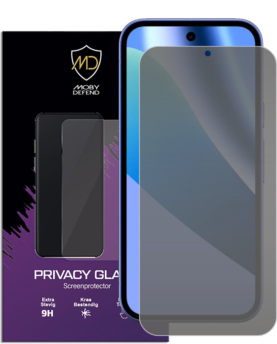 MobyDefend Screenprotector - Geschikt voor Google Pixel 10a - HD Privacy Glass Screensaver