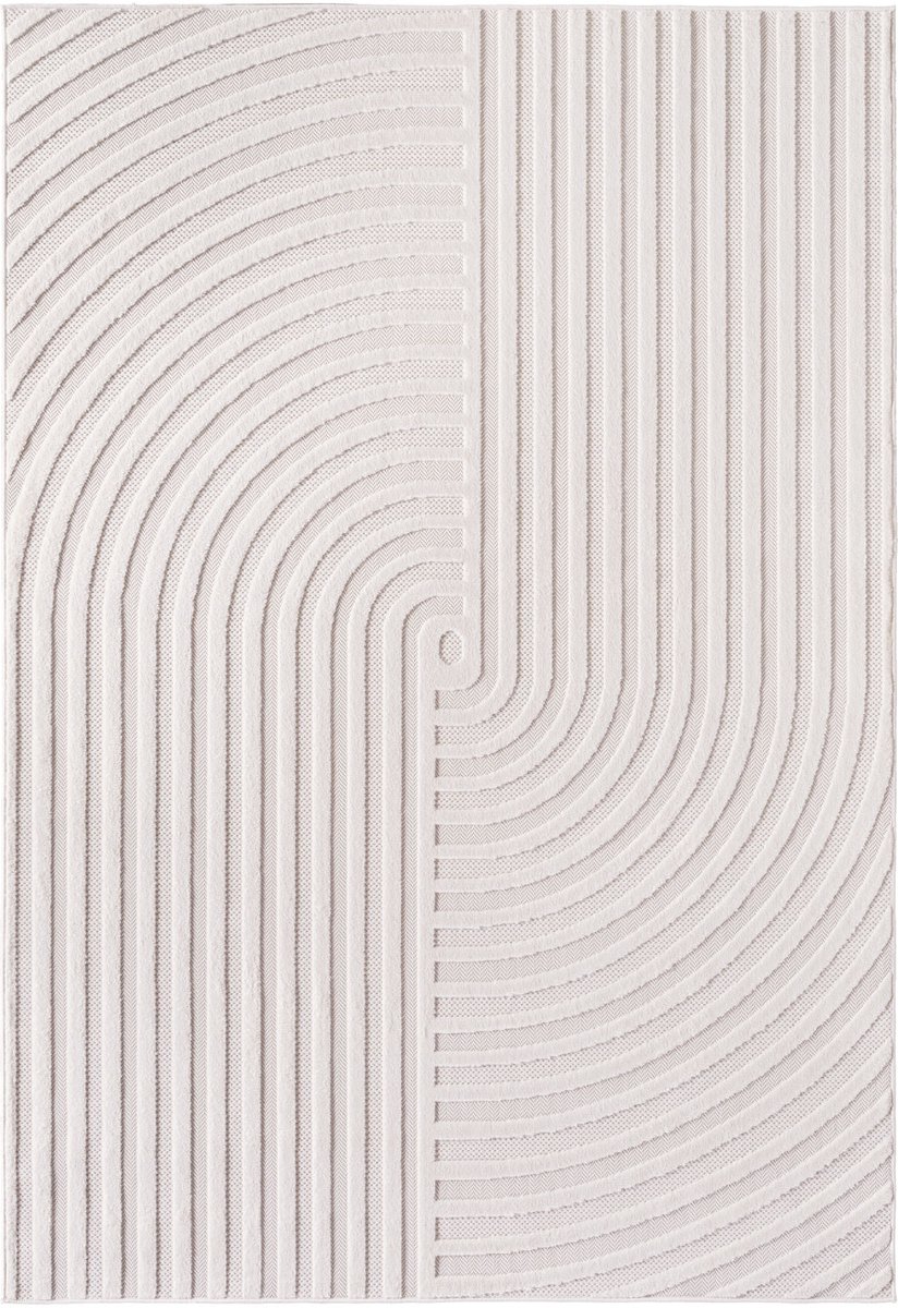 Doha Buitenkleed - Japandi - Modern - In & Outdoor - Vloerkleed voor Tuin Terras Balkon- Creme