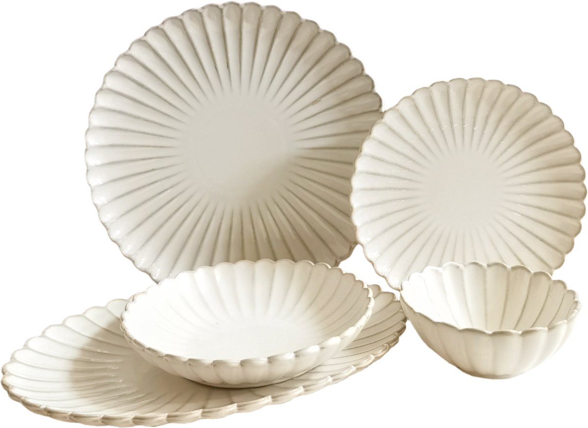 Bricard Paris - Porseleinen Serviesset - Dinner Set - 25-delig - 6-Persoons - Beige
