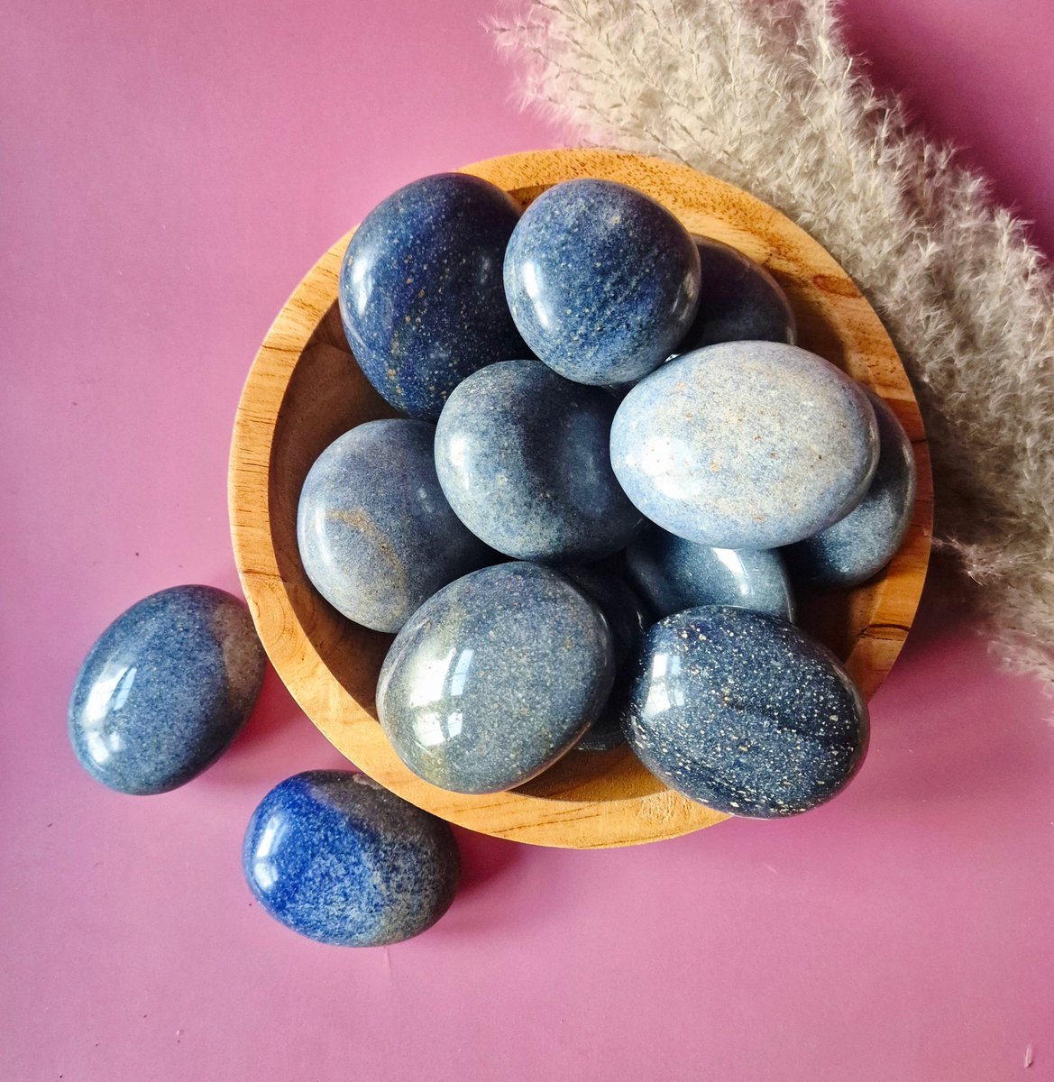 Moonlight Gemstones Blauwe Aventurijn Handsteen XL (5–8 cm) - Palmsteen / Worrystone / Zorgensteen Edelsteen