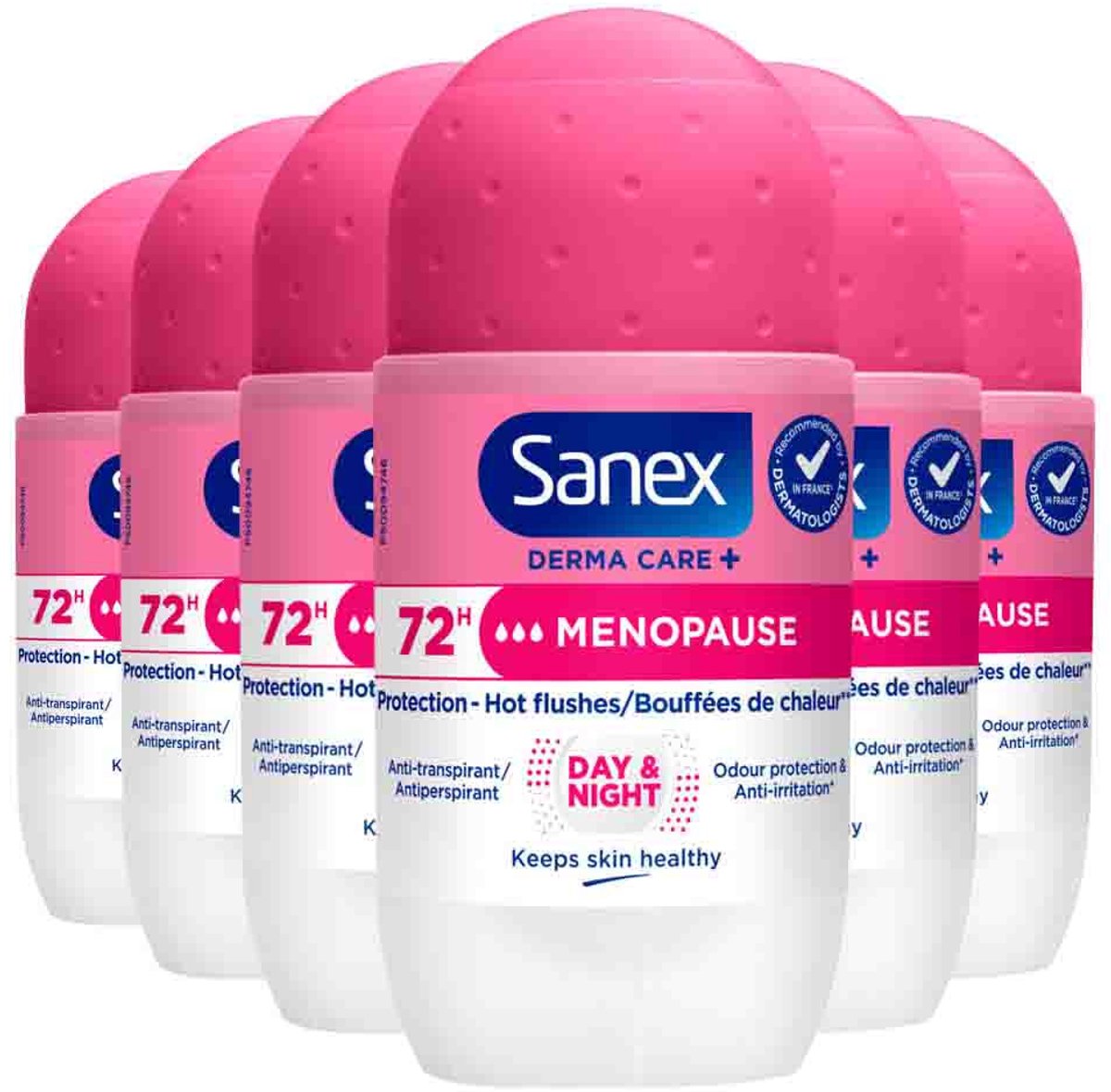 Sanex - Deodorant Roller Dermo Menopause - 6 x 53 ml - Voordeelverpakking