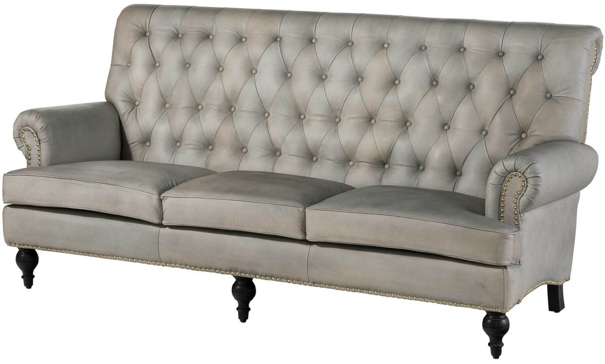 MASSIVMOEBEL24.DE 3-zitsbank CHESTERFIELD #207 grijs 196 x 94 x 84 cm