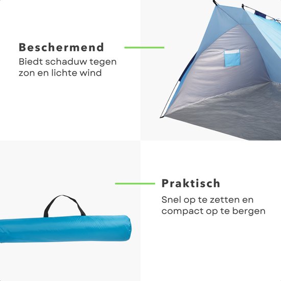 Cheqo® Strandtent - Beach Shelter - Beach Tent - Strand Shelter - Strandtenten - Pop Up Strandtent - Pop Up Beach Tent - Strandtent Pop Up - Strandtent 2 Persoons - Strandtent voor 2 Personen - Blauwe Strandtent — afbeelding 4