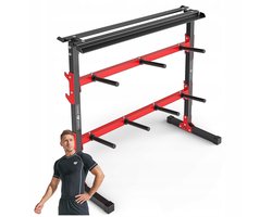 Marbo Sport - Gewichtenrek - Weight Rack - Halterrek - MH-S209 - Opbergrek voor halterschijven, dumbbells en stangen - Voor thuisgym, Home Gym en fitnessruimte - Max. 300 kg - Zwart-rood