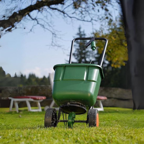 Nexvo® Strooiwagen - Meststofstrooier Met 12 Liter Vulvolume - Meststrooier Ook Voor Gazonmest, Kalk - Groen - 24cm x 14cm x 12cm van Merkloos	 — afbeelding 3