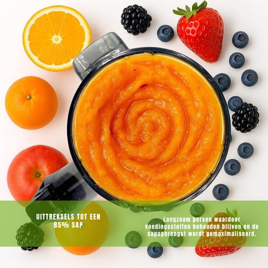 Aurixi® Sapcentrifuges Groenten En Fruit - Slowjuicer Met 3 Snelheden - Sapcentrifuge 300ml - Slow juicer - Zwart - 14cm x 36cm x 13cm van Aurixi — afbeelding 2