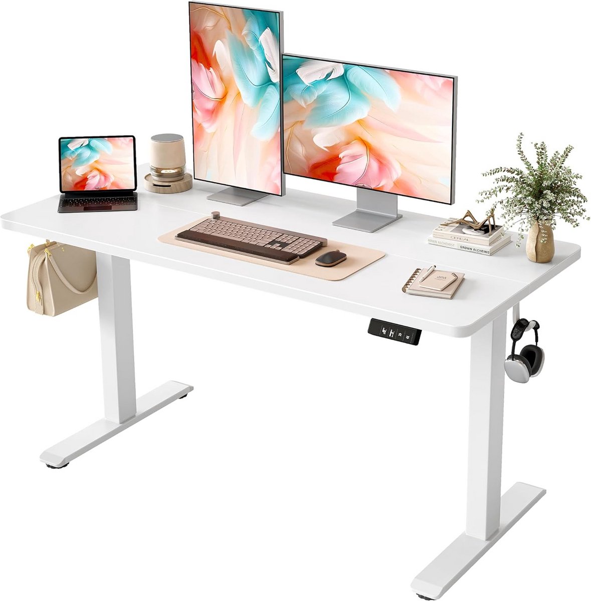 In hoogte verstelbaar elektrisch bureau - 120x60cm zit-sta bureau met slimme bediening en anti-botsingssysteem